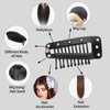 30 Pcs Hairpieces Snap Clips U Shape Wig Clips for Hair Extensions Making 10-Teeth Hair Extension Snap Metal Snap Clips with Safety Pins No Sew Wig Accessories Clips Small Wig Pins Clips (Black)