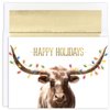 Masterpiece Studios Warmest Wishes 18-Count Christmas Cards with Foil-Lined Envelopes, 7.8" x 5.6", Longhorn Steer in Lights