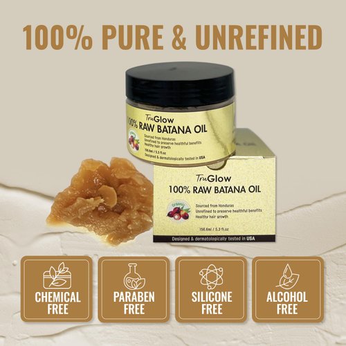 TheMore Crazy TruGlow 100% Raw & Unrefined Batana Oil | Natural Moisturizer for Dry Scalp, Shine & Healthy Hair | Nourishing Oil for Hair, Scalp & Beard – 5.3 fl oz