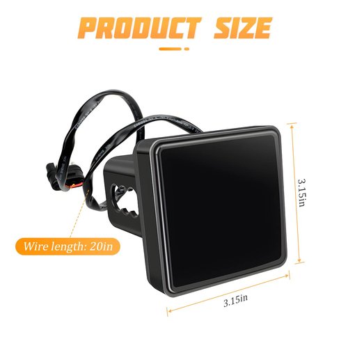 15 LED Red Lens Brake Light Trailer Hitch Cover, Universal Fit 2" Receiver, Super Bright Smoked Lens Square Tail Light, Car Exterior Accessories for Towing Truck SUV RV (Smoked Lens Red Light)