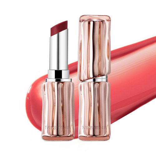 Mistine Lipstick Thai Latte Sheer Aqua Rouge Flowing Plumping Lipstick for Women Non-sticky Hydrating Lipstick Creamy Finish S02 Sunset Berries 0.12 fl oz,1 Count