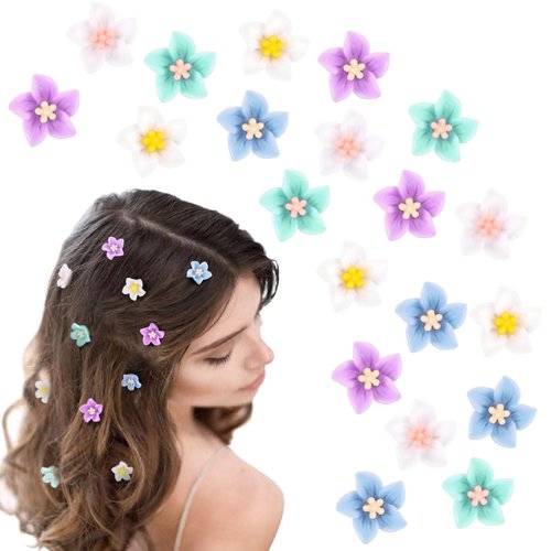 50 Flower Hair Clips and Barrettes - Cute Hair Claws and Wedding Accessories in Multicolors for Girls and Women