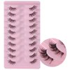 outopen 10 Pairs Half Lashes 3D Multi-Layers Fluffy Cat Eye Lashes Clear Band Natural Look False Eyelashes That Look Like Extensions 15mm Curl Volume Lashes Reusable (A3)