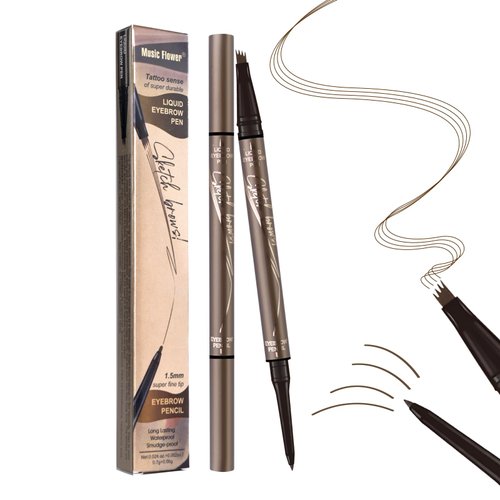 2 in 1 Magic 4-Tip Eyebrow Pencil, 2024 Upgrade 3D Waterproof Microblading Eyebrow Pencil Contouring Pen, 4-Tipped Precise Brow Pen Tattoo Pencil for Natural Makeup Last All Day (Light Brown)