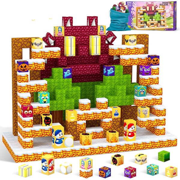 KKQ 100PCS Magnetic Blocks-Building Toys for Kids 3+,Magnetic Building Blocks,Halloween,Christmas,Surprise Gift Toys for Aged 3 4 5 6 7 8+ Boys Girls