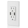 Leviton GUSB1-W 15A SmartlockPro GFCI Combination Type A USB In-Wall Charger Outlet, USB Charger for Smartphones and Tablets, White
