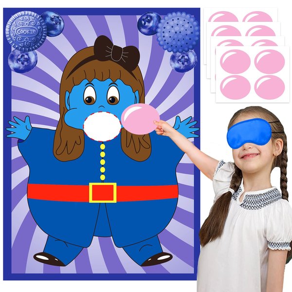 jkhycf Chocolate Factory Party Decorations Pin The Gum on the Violet Pin Game for Kids Candyland Birthday Party Decorations Halloween Cosplay Party Games for Kids