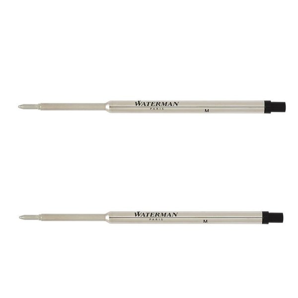 Waterman Black Medium Point Ballpoint Pen Refill (2 Pack)