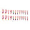 Long Press on Nails Almond Fake Nails Colour Flower Glue on Nails Design Summer False Nails Set Full Cover Artificial Nails Acrylic Manicure for Women and Girls Glossy Manicure Decoration 24pcs