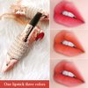Ofanyia 3 Colors IN 1 Lipstick Color Changing Black Lipstick Waterproof Non Stick Cup Moisturizing Lips Makeup Shiny Diamond Cover Design Matte Velvet Lipstick for Sexy Women