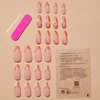 Almond Press on Nails Orange Gold Line False Nails Medium Almond Shaped Full Cover Stick on Nail Artificial Glossy Acrylic Fake Nails DIY Manicure Decoration for Women 24Pcs