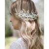 Kercisbeauty Silver Pearl Hair Comb Wedding Side Headband for Brides Bridesmaid Prom Girl Vintage Headpiece Opal Hair Piece