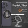 Fofvccv Dual Magnetic Ring Phone Holder, Double Side Adjustable Gym Magnetic Mount Stand, Compatible with Magsafe Foldable Kickstand for iPhone 16 15 14 13 12 Pro Max Series 9D Silver