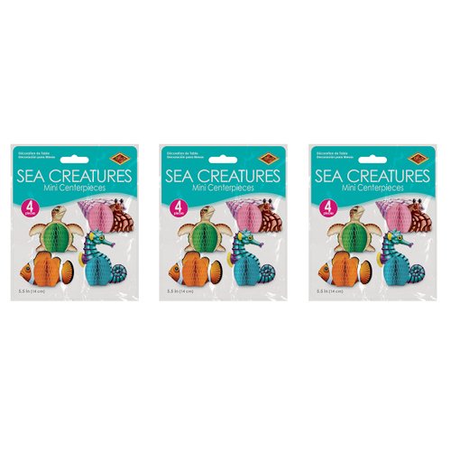 Beistle Sea Creatures Honeycomb Party Decorations - Pack of 3