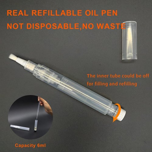 URGINO 3-Pack 6ml Upgraded Refillable Cuticle Oil Pens, Reusable Empty Cuticle Oil Pen for Nails, Single Hand Press Nail Oil Pen Refillable (White)