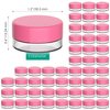 Houseables 3 Gram Jar, 3 ML, Pink, 50 Pk, BPA Free, Cosmetic Sample Empty Container, Plastic, Round Pot, Screw Cap Lid, Small Tiny 3g Bottle, for Make Up, Eye Shadow, Nails, Powder, Paint, Jewelry