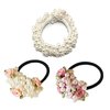 3PCS Fashion Imitation Pearl Elastic Hair Ties Beaded Flower Pearl Hair Band Women Satin Ribbon Ponytail Hair Accessories