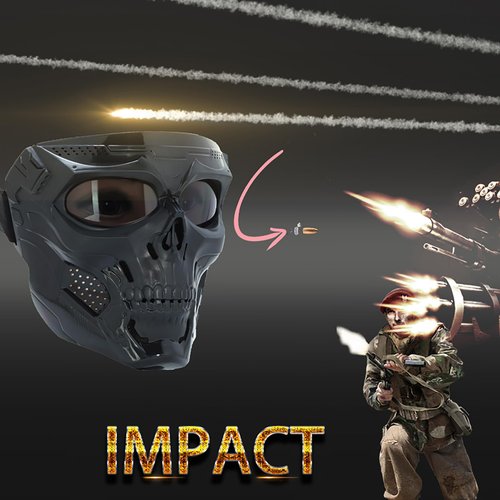 OQUQO Skull Face Mask Full Face, Motorcycle Mask, Motocross Mask, Airsoft Mask, Tactical Mask for Men Women