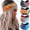 Acenail Boho Headbands Wide Head Bands Knotted Turban Headband Nonslip Elastic Head Band Tie Dye Hairbands Workout Hair Scarfs Yoga Sweatbands Bohemian Head Wraps for Women Girls 4Pcs(#3 Tie Dye)