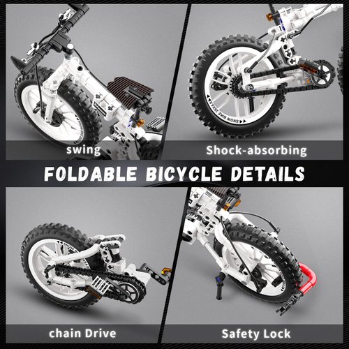 Foldable 1:6 Bicycle Building Blocks Set for Boys 6-10, Compatible with Lego Technic Motorcycle, Mountain Bike Building Kit STEM Educational Dirt Bike Stunt Bike Building Toys Gift for Kids (246 PCS)