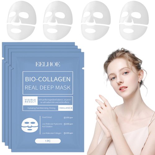 TTYRBF 4PCS Bio Collagen Face Mask,Collagen Mask,Collagen Mask Glass Skin,Deep Collagen Mask