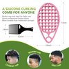 KOUPA Silicone Curly Hair Brush with Pick Comb, One Piece Twist Curl Comb for Afro Curls, Washable Hair Tool for Men Women, Pink