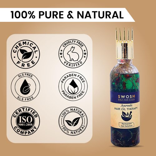 SWOSH 100% Ayurvedic Hair Oil, Bhringraj and Amla Oil, No parabens, sulphates, silicones or Synthetic Colours, 100ml