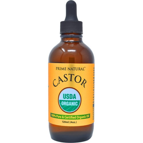 PRIME NATURAL Organic Castor Oil (4oz / 120ml) - USDA Certified Organic, Pure, Cold Pressed, Thick, Hexane Free - Stimulate Growth for Eyelashes, Eyebrows, Hair, Skin Moisturizer