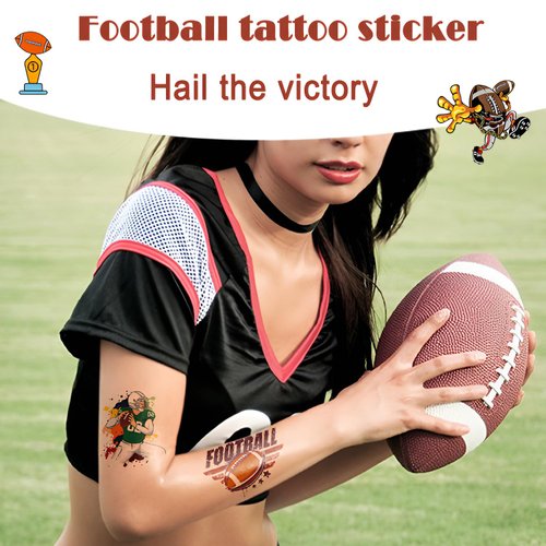 10-Pack Football-Themed Temporary Tattoo Stickers – 2.9 x 4.7 Inch Fake Tattoos for Sports Fans, Kids, and Adults – Perfect for Game Day, Tailgates, and Parties
