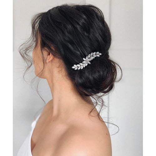 Rhinestone Crystal Bridal Hair Comb with Retro Sparkly Side Piece for Weddings, Brides, Bridesmaids, Women and Girls