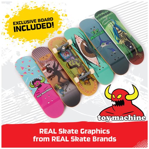 TECH DECK, Toy Machine Sk8shop Fingerboard Bonus Pack, Collectible and Customizable Mini Skateboards, Kids Toys for Ages 6 and up