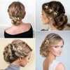 8PCS Gold Leaf Wedding Hair Pins Bridal Headpiece with Pearls Crystal Wedding Hair Styling Pins Vintage Hair Accessories for Brides Bridesmaids and Flower Girls(Elegant)