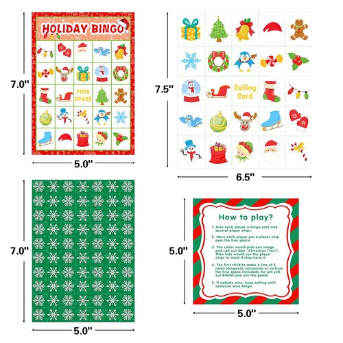 Fancy Land Christmas Bingo Game for Kids 24 Players Holiday Party Supplies