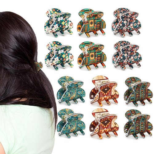 Cobahom 12Pcs 1.06 Inch No Crease Small Claw Clips Mini No-Slip Jaw Clips for Thin Thick Hair Pri...
