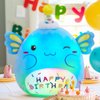 CozyWorld Light up Musical Happy Birthday Axolotl Plush Pillow,LED Stuffed Animals,Blue Axolotl Glowing Plush Toy,Light-up Singing Plush Birthday Gift for Toddler Boys Girls,14''