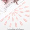 Outyua French Tips Press on Nails Coffin Glossy False Nails with Designs Pink Extra Long Fake Nails Ballerina Acrylic Cute Nails for Women and Girls 24Pcs (French)