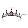 Crystal Bridal Crown Baroque Crystal Tiara for Women Rhinestone Crown Wedding Bridal Headband For Halloween Party Purple Black Baroque Queen Crown