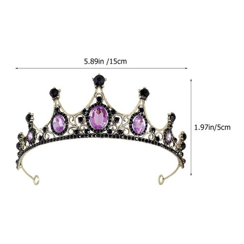 Crystal Bridal Crown Baroque Crystal Tiara for Women Rhinestone Crown Wedding Bridal Headband For Halloween Party Purple Black Baroque Queen Crown