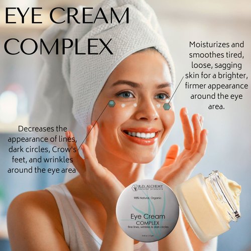 RD Alchemy - Natural & Organic Eye Cream Complex - Best Eye Cream for Dark Circles, Wrinkles, & Eye Bags. Anti Aging Retinol & Peptides Lighten Dark Circles & Smooth Fine Lines & Crow's Feet