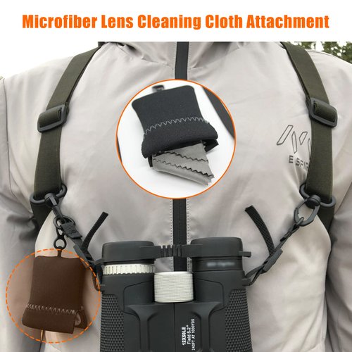 GAIARENA Binocular Harness Strap, Bino Harness with Microfiber Lens Cleaning Cloth for All Size Binoculars & Camera(Camo)