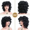 Retoleca Short Curly Wigs for Black Women Afro Big Curly Wig with Bangs Black Soft Bouncy Fluffy Heat Resistant Synthetic Wig for Daily Party Use (Natural Black,14Inch)