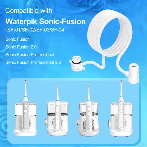 Water Flosser Replacement Hose & 2 Toothbrush Heads for Waterpik Sonic-Fusion SF-01/02/03/04 ， Repair Kit with Tools, Easy Installation