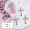 Cagzzee 3D Cross Nail Charms, Silver Crystal Cross Nail Decorations for Nail Art, 10Pcs, Metal Nail Art Rhinestones Cross Charms for DIY Designs Supplies (Silver)