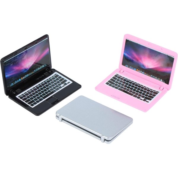 3 Pcs Coforful 1:12 Mini Laptop Set Dollhouse Mini Laptop Scene Miniatures Computer Simulation Notebook Lap Dolls House Furniture Doll Accessories