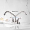 Phiestina Brushed Nickel Utility Sink/Laundry Faucet, 4 Inch Centerest 2 or 3 Hole Rotatable Swivel 360° Spout with Threaded End, with Water Supply Line, BF25-7-BN