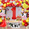 Cow Birthday Party Supplies, Cow Party Decoration Balloon Garland Arch Kit for 2nd birthday Farm Animals Theme Party with Cow Animal Foil Balloons (1)