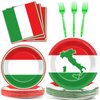 100 Pcs Italian Flag Plates and Napkins Party Supplies Italy Flag Party Tableware Set Italian Flag Red White and Green Party Decors Favors for Italy Family Gathering Kitchen Dining Serves 25 Guests…