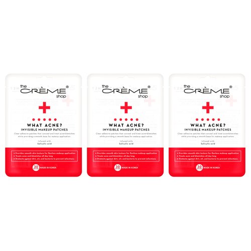The Crème Shop - What Acne? Invisible Makeup Patches, Acne Cover Patch, Acne Healing, Acne Prevention and Acne Treatment With Salicylic acid - 3Pack - 90 Patches