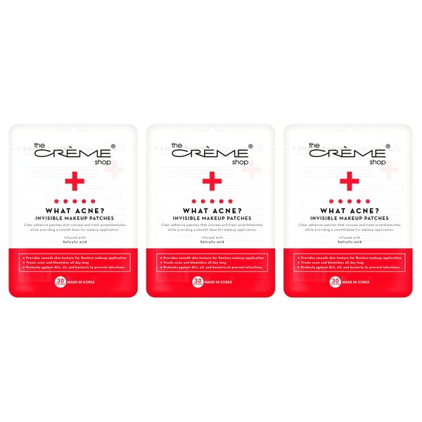 The Crème Shop - What Acne? Invisible Makeup Patches, Acne Cover Patch, Acne Healing, Acne Prevention and Acne Treatment With Salicylic acid - 3Pack - 90 Patches