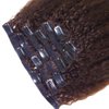 Yaki Hair Clip in Natural Hair Extensions for Black Women Virgin Remy Hair Kinky Straight 12 Inch Dark Brown #2 10"-24" 7 Pcs Double Weft (80g 12'', Brown)